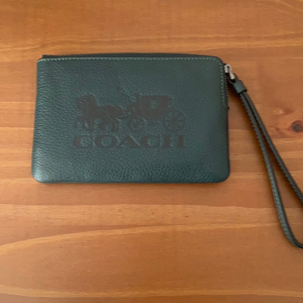 Hunter Green Coach Wristlet